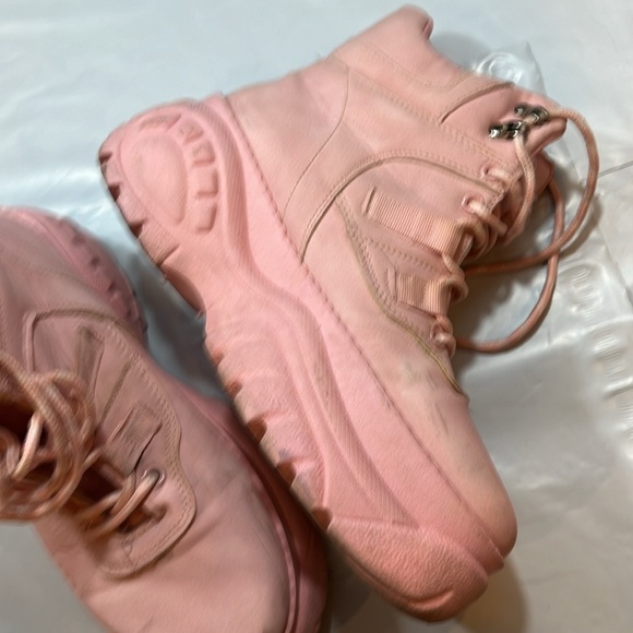 Pink Platform sneaker BOOTS eye hook lace up closure y2k coquette girl size 8.5 - Picture 6 of 12